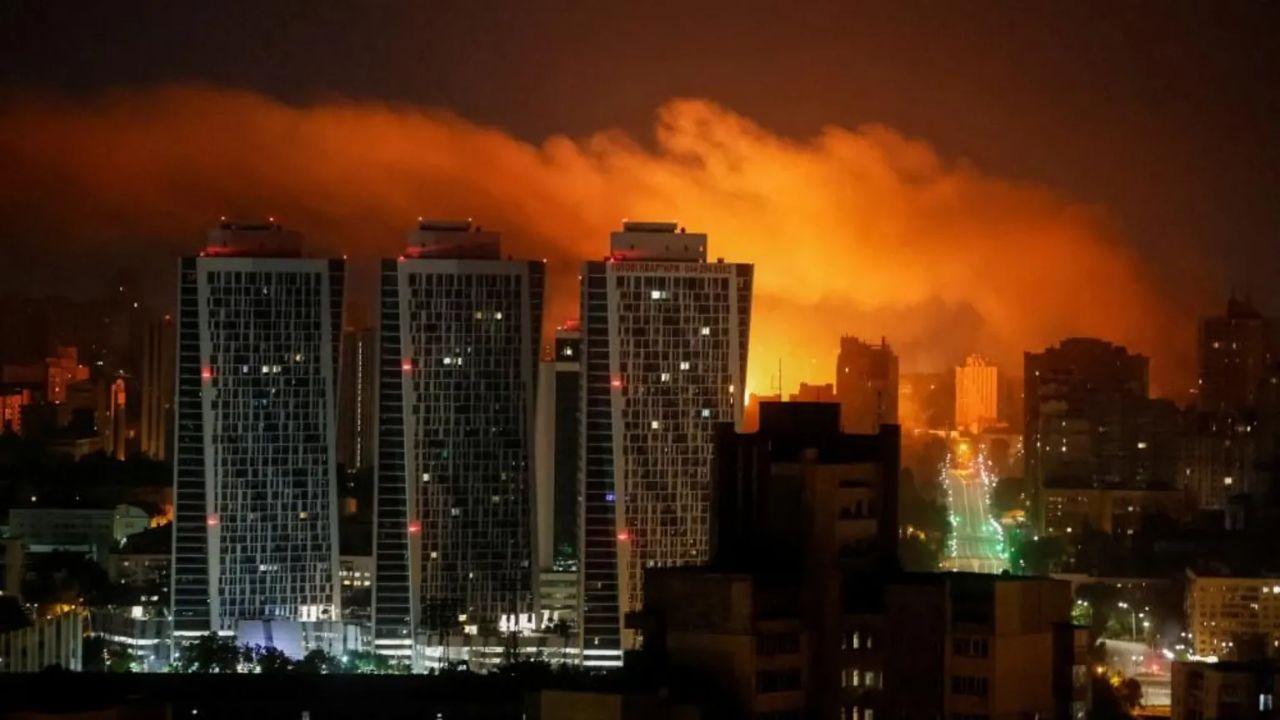 Kyiv Hit by Deadly Russian Drone Strikes Fires Rage Across City
