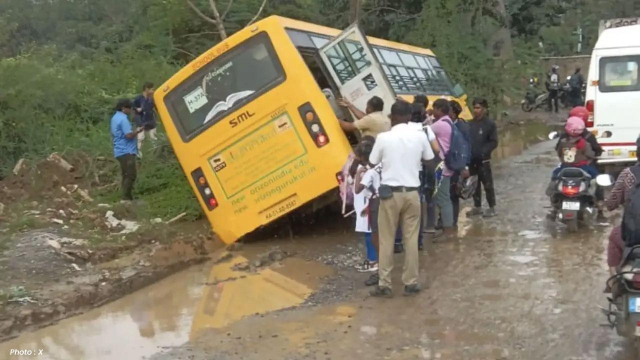 Bengaluru School Bus Accident 20 Kids Safe After Hitting Dangerous Pothole