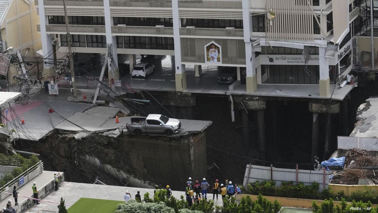 Bangkok Road Collapse: Massive Sinkhole Disrupts Traffic, Safety