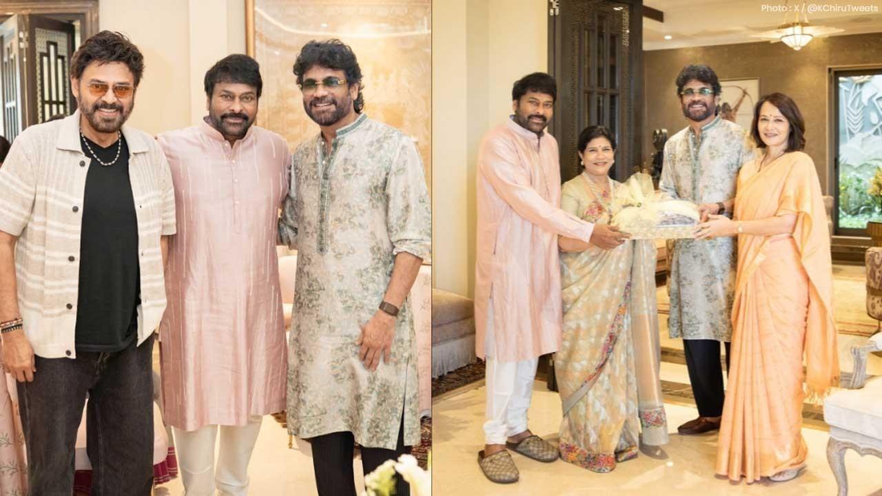 Chiranjeevi Lights Up Diwali with Nagarjuna, Venkatesh & Nayanthara