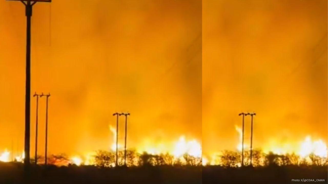 Major Forest Fire Breaks Out in Oman Nizwa, Firefighters Battle Blaze