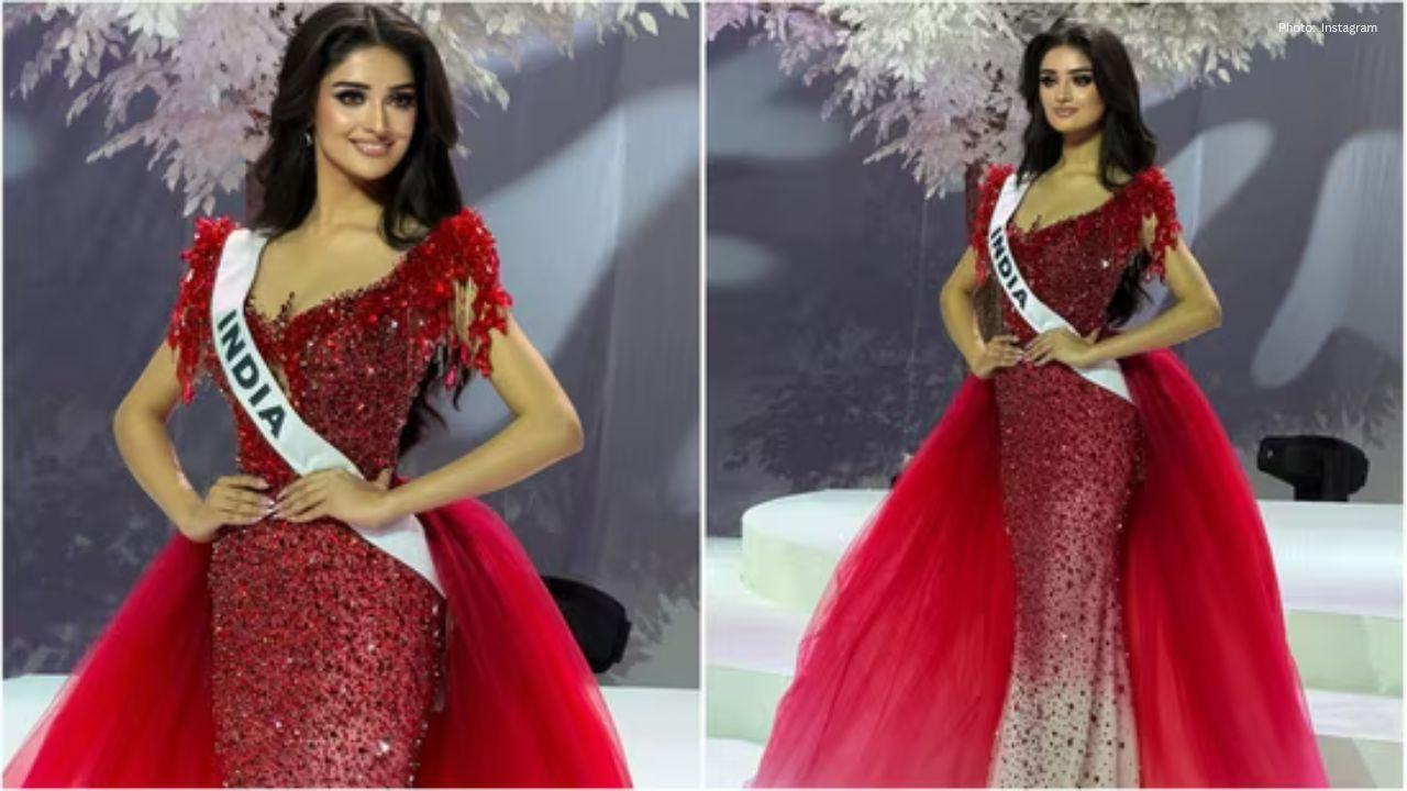 Manika Vishwakarma’s Red Gown Commands Attention at Miss Universe 2025 in Bangkok