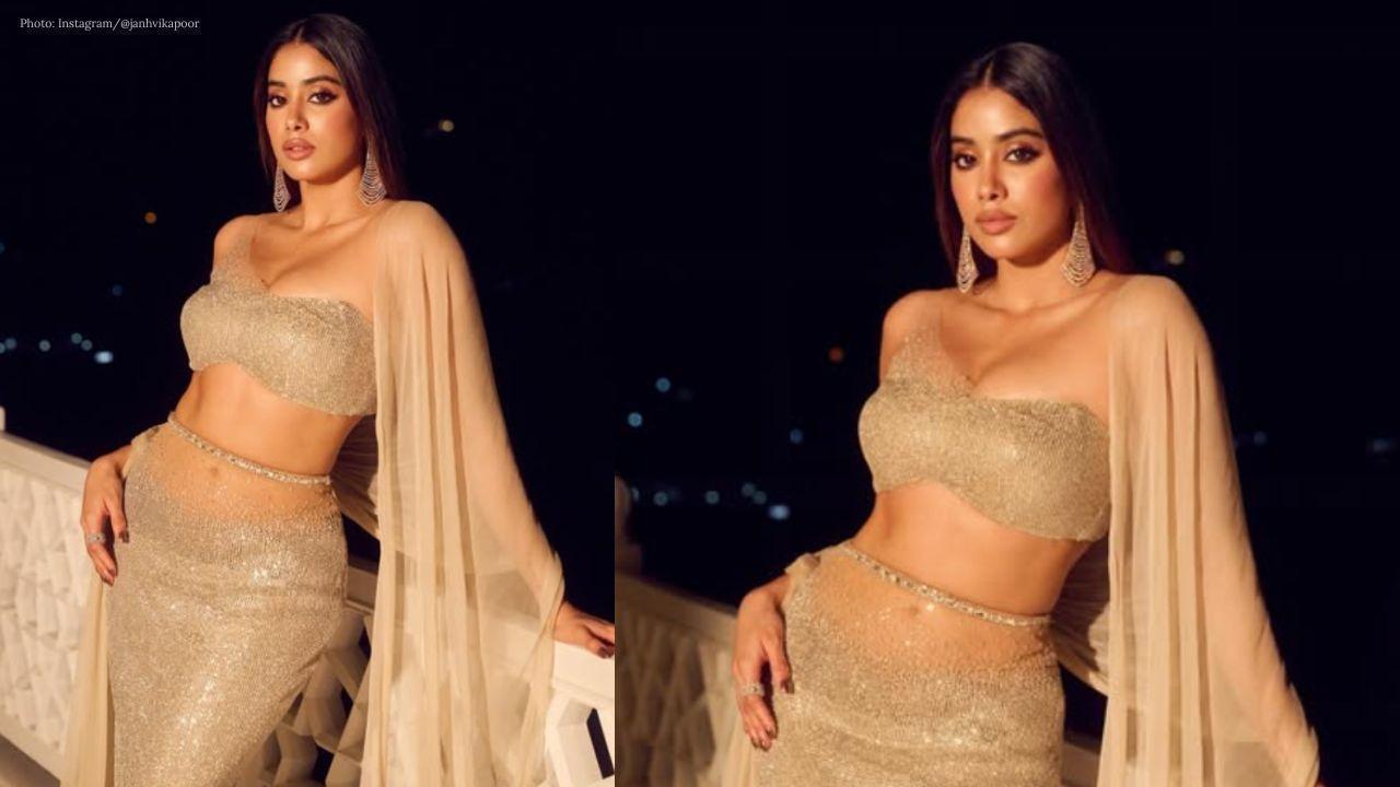 Janhvi Kapoor Shines in Golden Attire at Udaipur Wedding