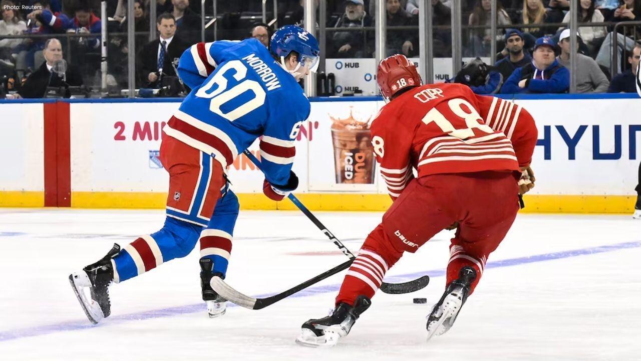 Red Wings Secure 2-1 Victory Over Rangers with Late Goal from Raymond