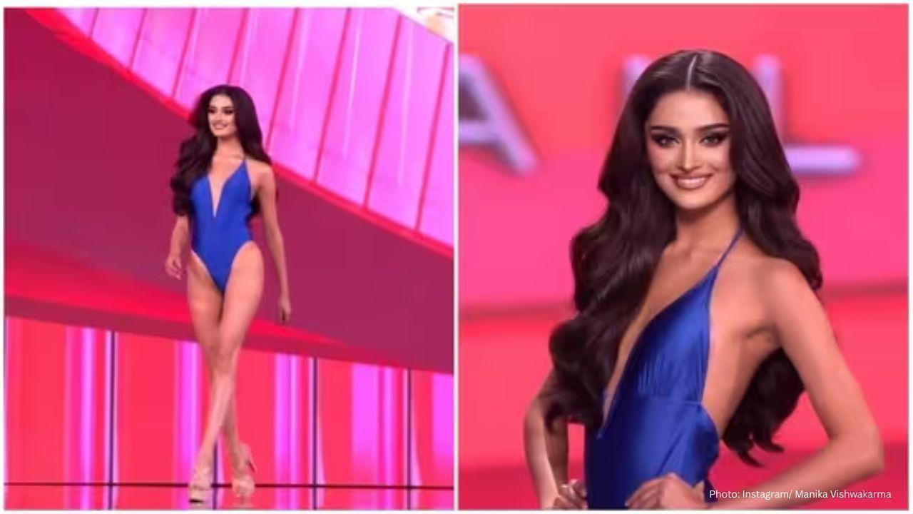 Miss India Manika Vishwakarma Shines in Bold Blue Swimsuit at Miss Universe 2025