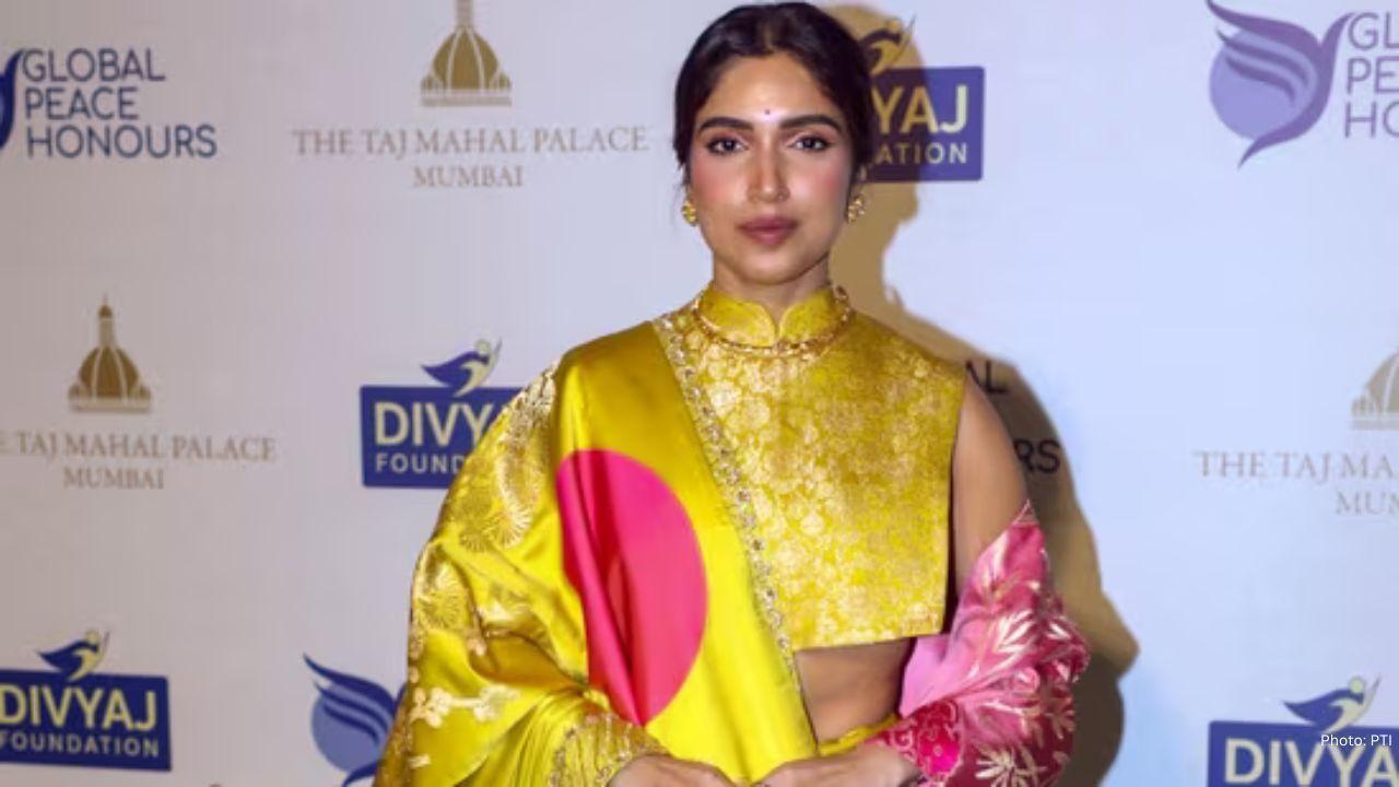 Bhumi Pednekar Wows in a Stylish Yellow Saree at Global Peace Honours