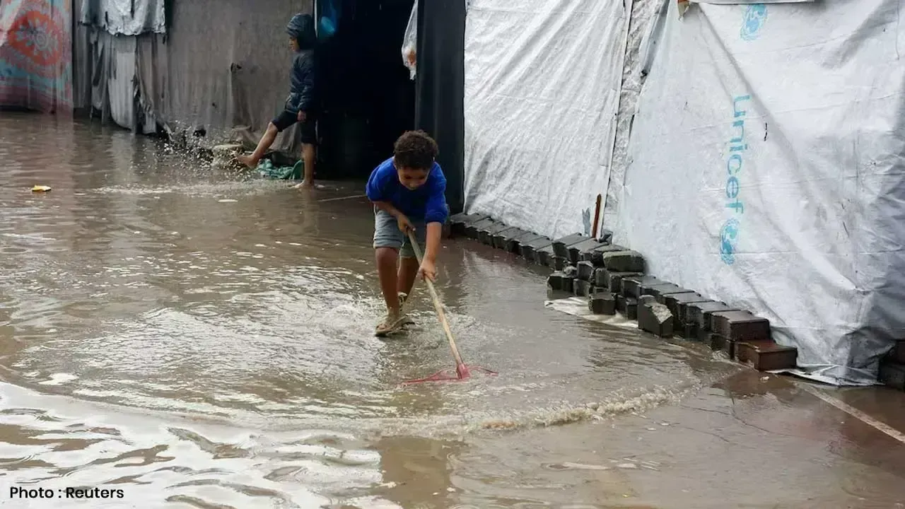 Gaza’s Displaced Families Face Dire Conditions as Heavy Rains Flood Tents