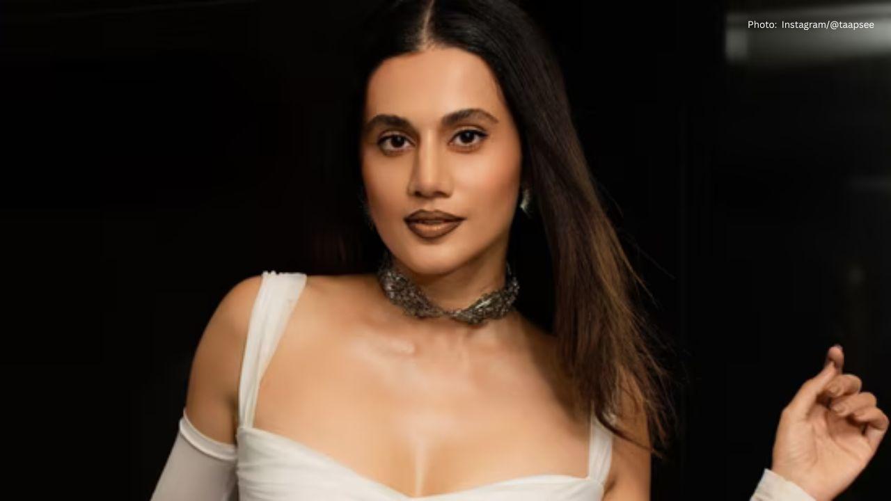 Taapsee Pannu Dazzles in a Chic White Midi Dress with Metallic Elements