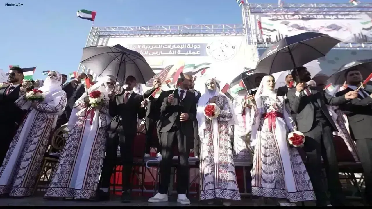 UAE Celebrates Eid with Mass Wedding for 54 Grooms in Gaza