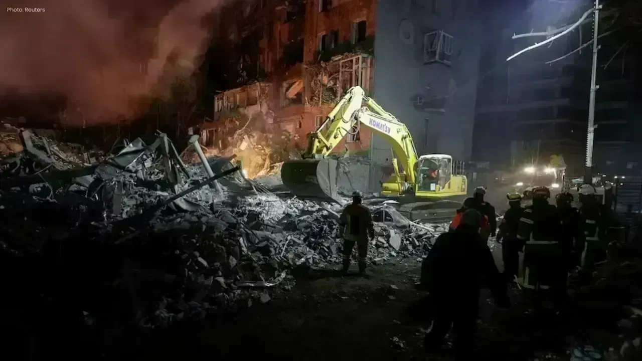 Russian Missile Strike Destroys Apartment Block in Kharkiv