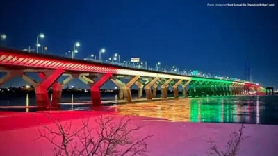 Montreal's Samuel De Champlain Bridge Shines Blue for Health Day