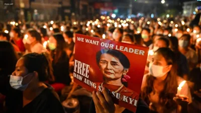 Myanmar cuts prison terms, Suu Kyi included