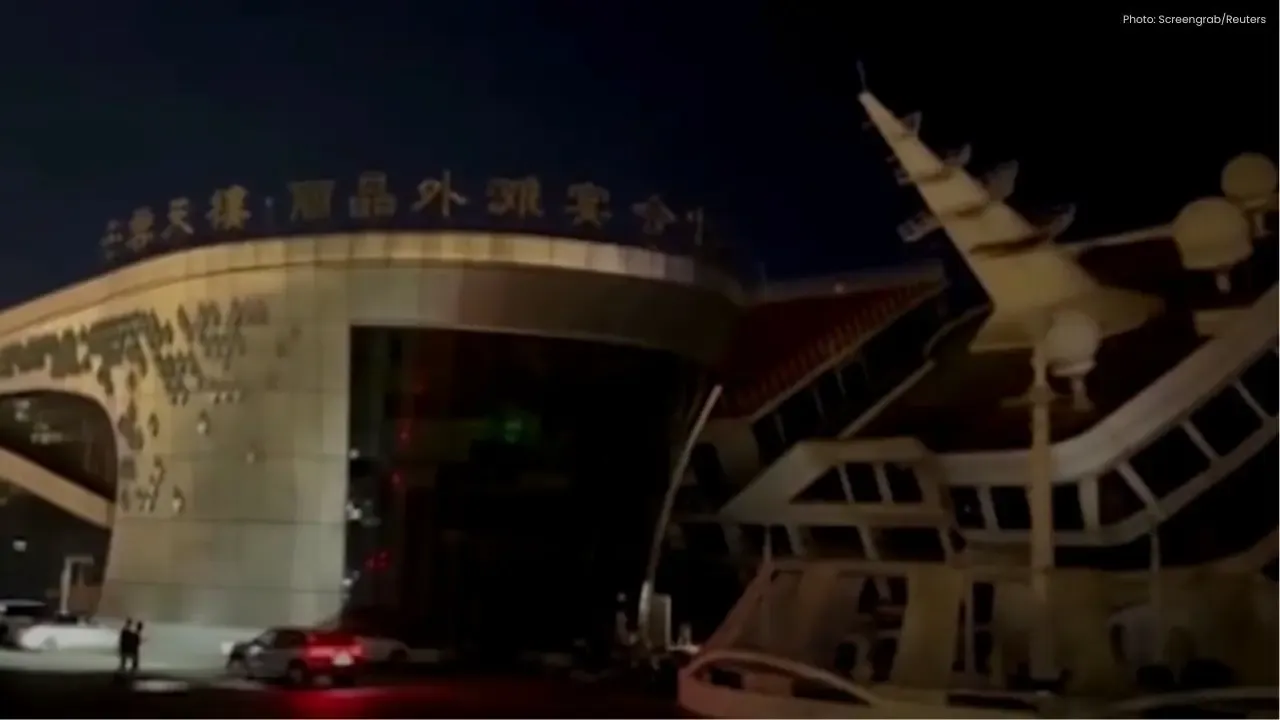 Cruise Vessel Tilts in Wenzhou as Typhoon Bavi Triggers High Tide