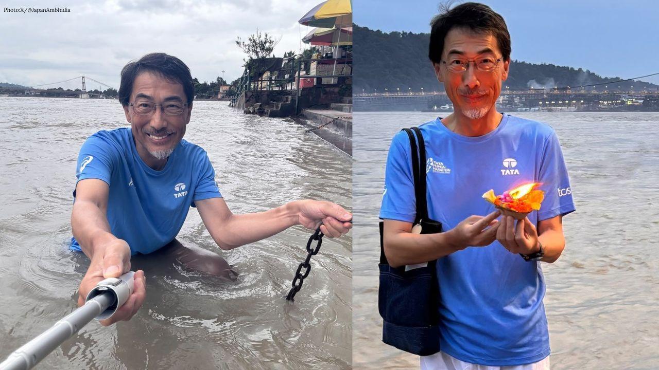 Japan Ambassador Takes Holy Dip in Ganga During Rishikesh Visit